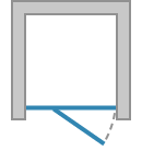 Porte pivotante et paroi fixe en ligne (charnière côté fixe), ouverture extérieure